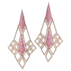 Sagrada Glory Earring in 18K Rose Gold with Pink Sapphire and Pearls