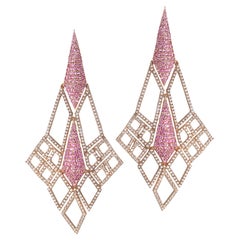 Boucles d'oreilles Sagrada Glory en or rose 18 carats avec saphirs roses et perles