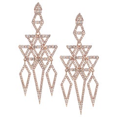 Pink Chandelier Earring in 18K Rose Gold with Pearls and Diamonds