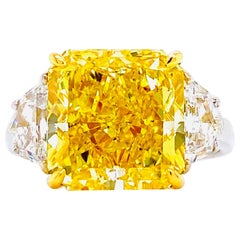 Emilio Jewelry GIA Certified 7.74 Carat Fancy Vivid Yellow Diamond Ring