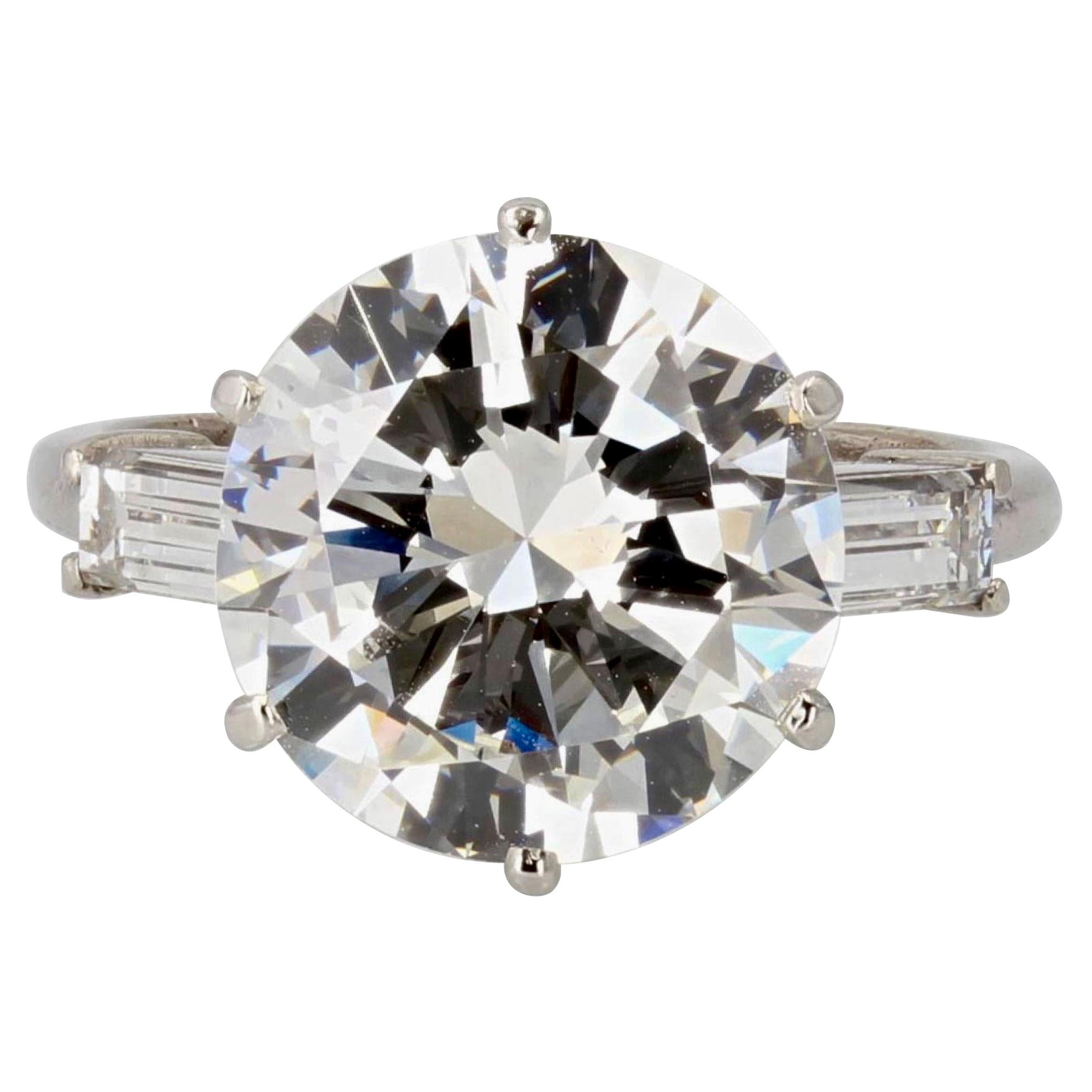 Mauboussin, bague solitaire franaise en platine avec diamants de 4,17 carats, annes 1970 en vente