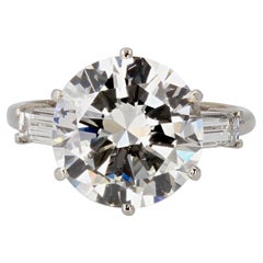 Vintage 1970s French Mauboussin 4, 17 Carat Diamond Platinum Solitaire Ring