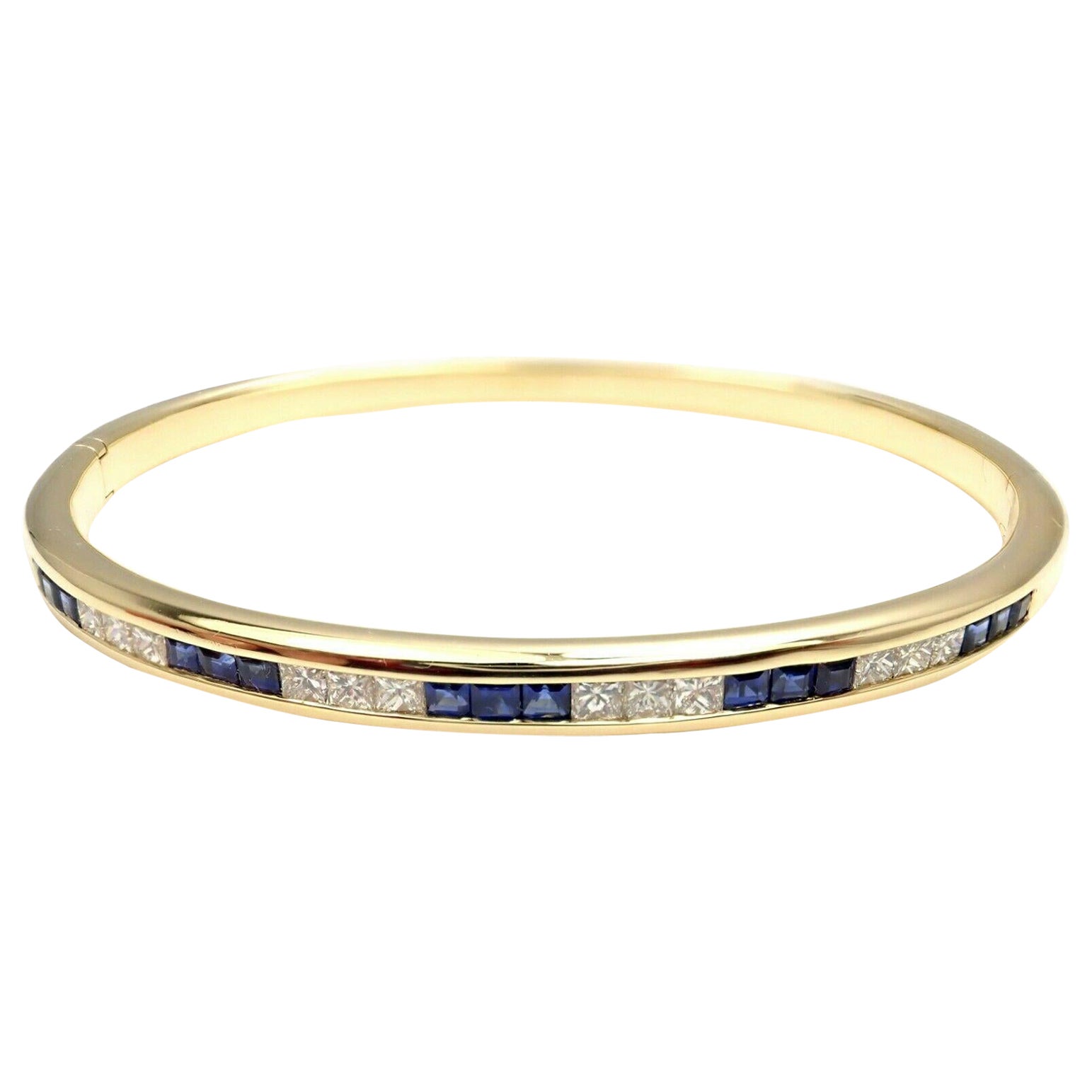 Craig Drake Sapphire Diamond Yellow Gold Bangle Bracelet