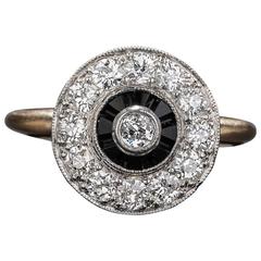 Art Deco Diamond Onyx and Platinum on 14k Yellow Gold Ring Art Deco Diamond Onyx and Platinum on 14k Yellow Gold Ring