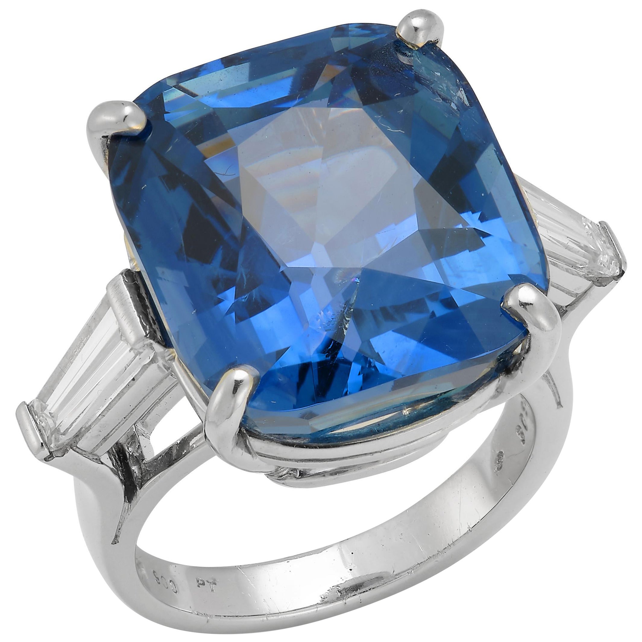 27.48 Carat Unheated Burmese Sapphire Ring by Oscar Heyman Brothers