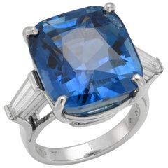 27.48 Carat Unheated Burmese Sapphire Ring by Oscar Heyman Brothers