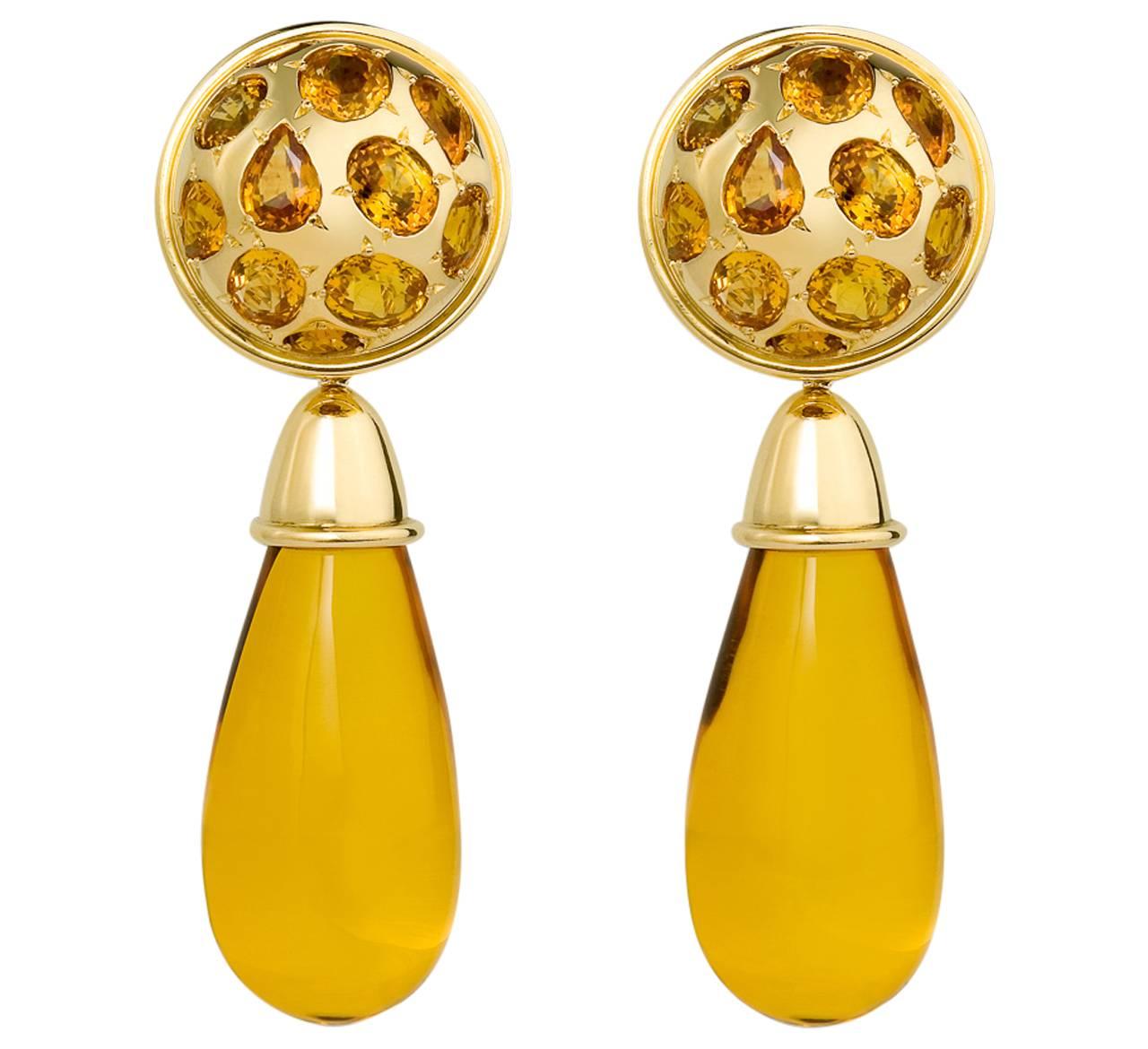 Colleen B. Rosenblat amber sapphire gold earrings For Sale