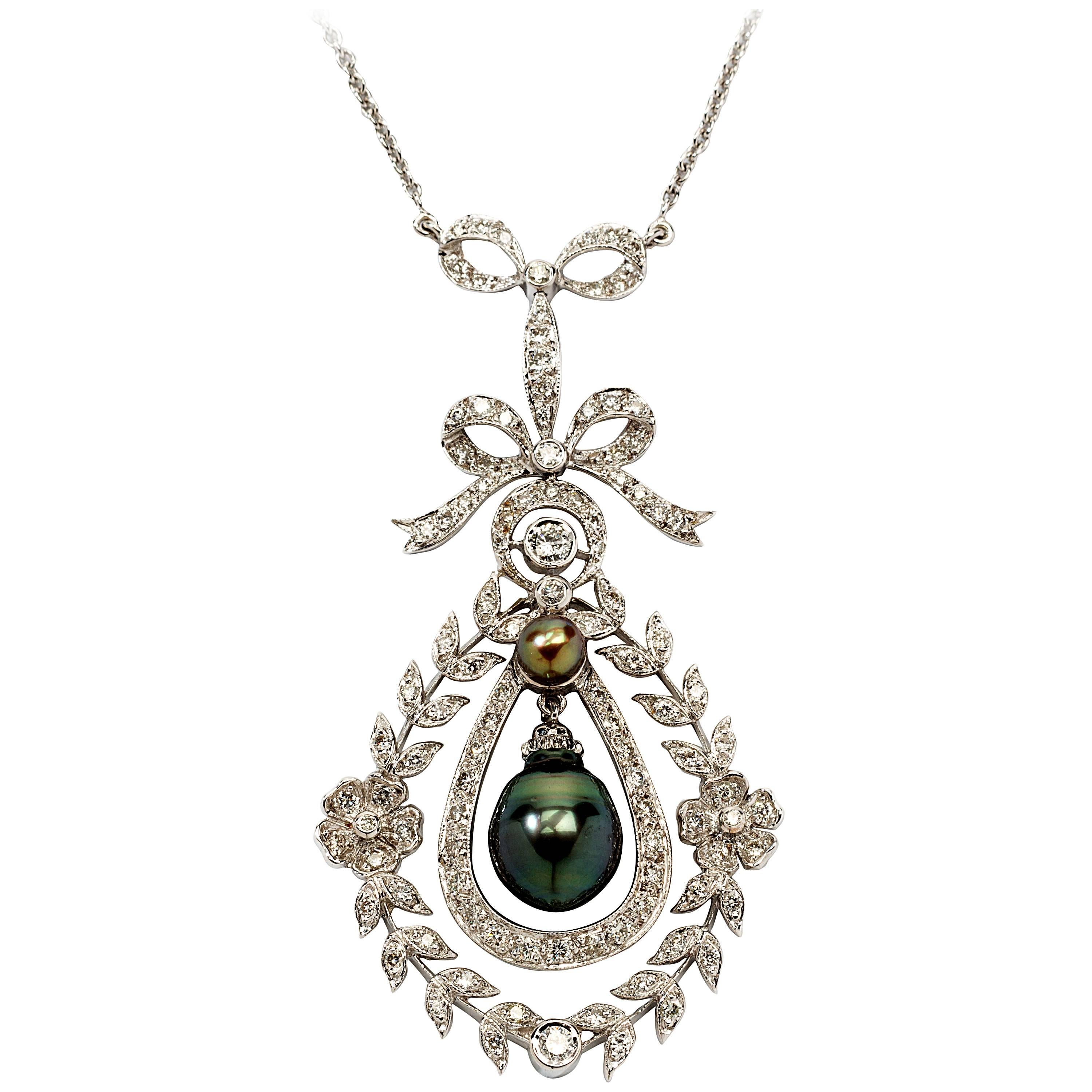 Tahiti Pearl Diamond White Gold Necklace
