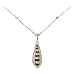 Excellent Onyx Diamond Gold Pendant with Chain 8