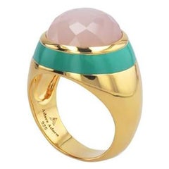 Victoria Enamel Ring with Peach Moonstone in 14K Gold