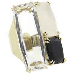 Impressive H Stern Cobblestone Multicolor Quartz Diamond Gold Large Ring 7