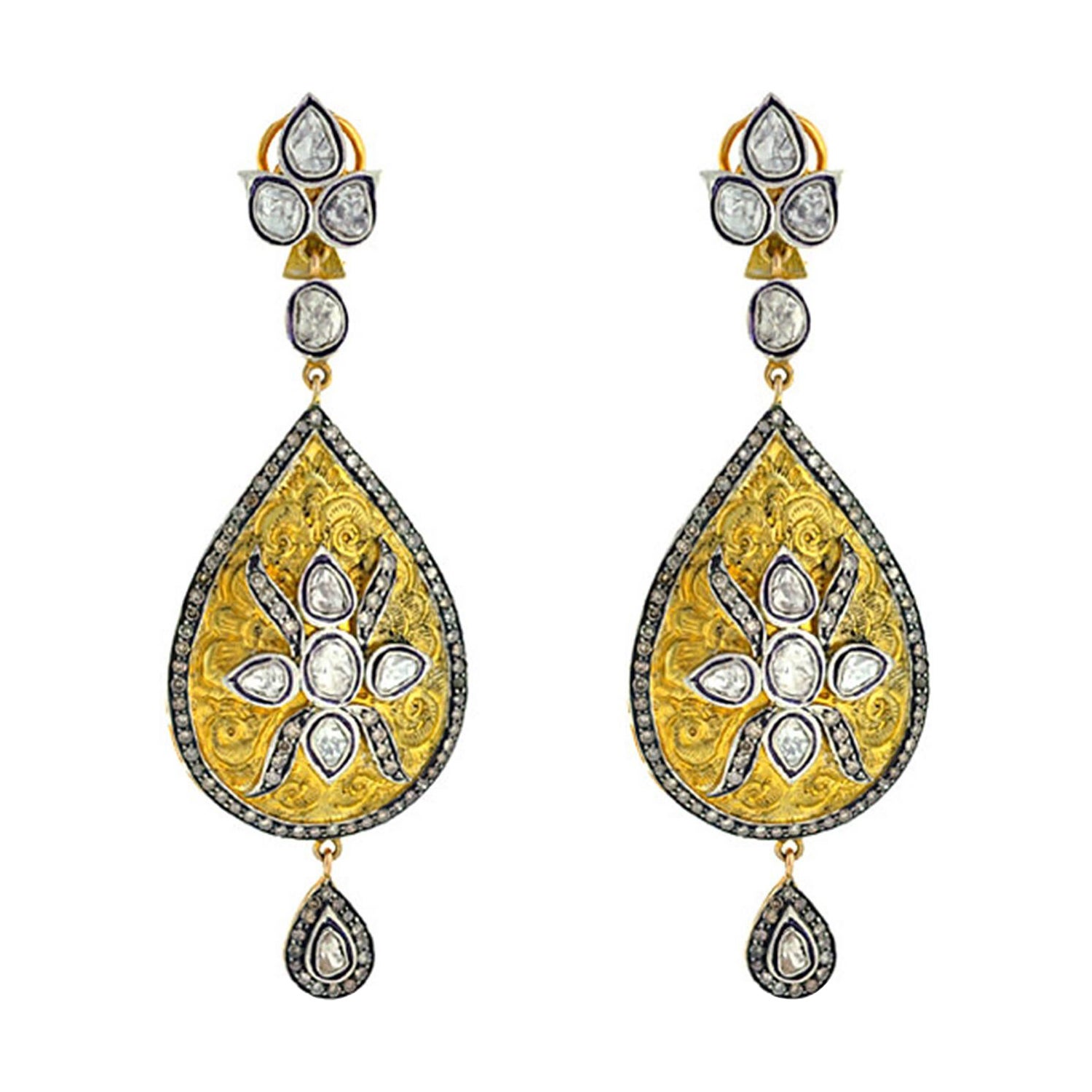 Rose Cut Diamond Silver Gold Earrings For Sale at 1stDibs carat
