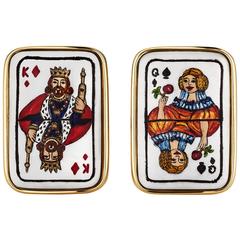 Enamel Mother-of-Pearl Gold Playing Card Cufflinks