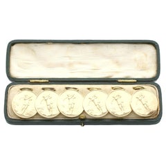 Used Set of Six Yellow Gold Golf Buttons, Circa 1910