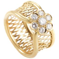 Van Cleef & Arpels Fleurette Diamond Gold Band Ring