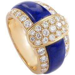 Van Cleef & Arpels Lapis Diamond Gold Band Ring