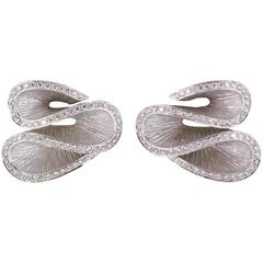 Rodney Rayner Diamond Gold Ruffled Earrings 6