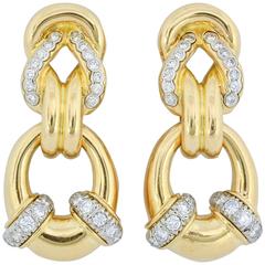Diamond Gold Door Knocker Earrings