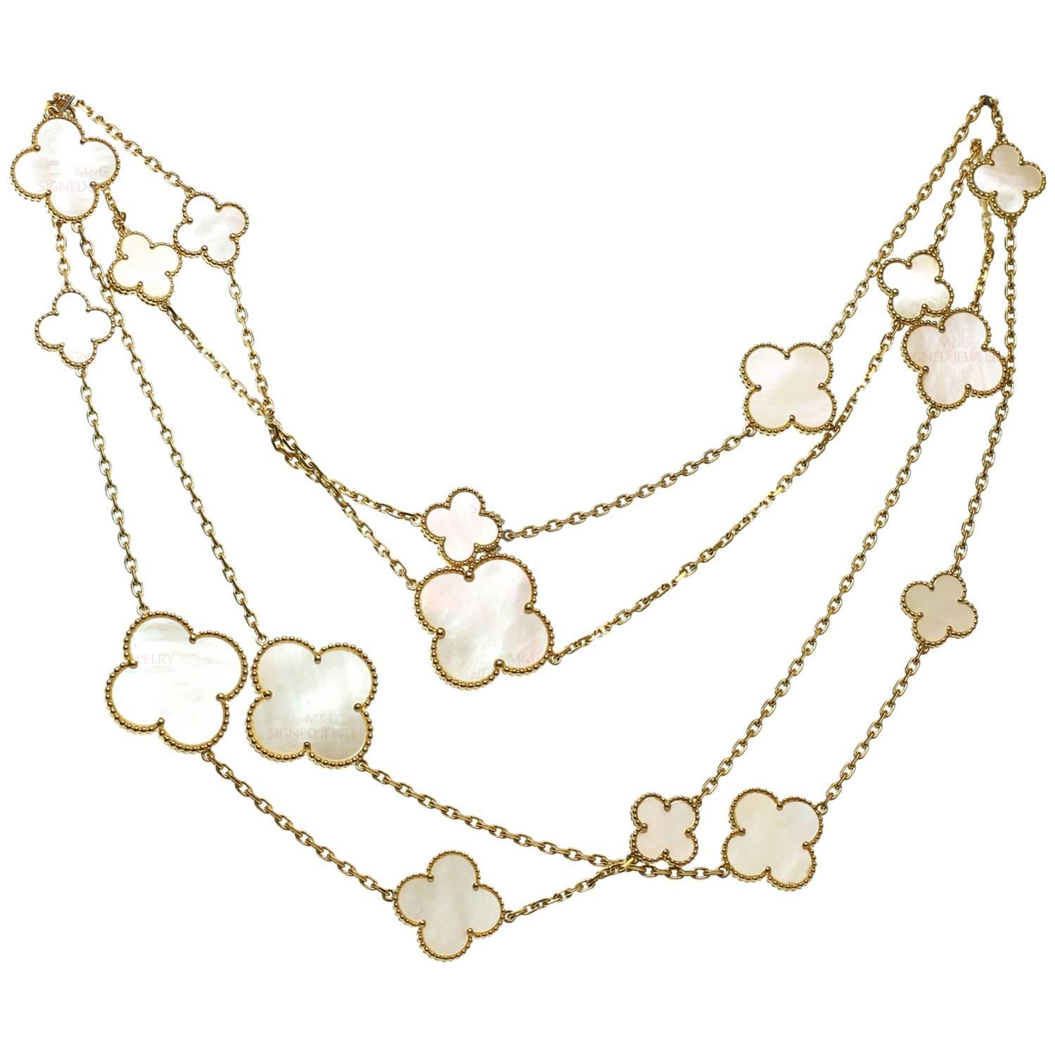 Van Cleef & Arpels Magic Alhambra Mother-of-Pearl 16 Motif Long Necklace