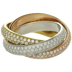 cartier trinity de cartier diamond 3 color Gold band Ring 