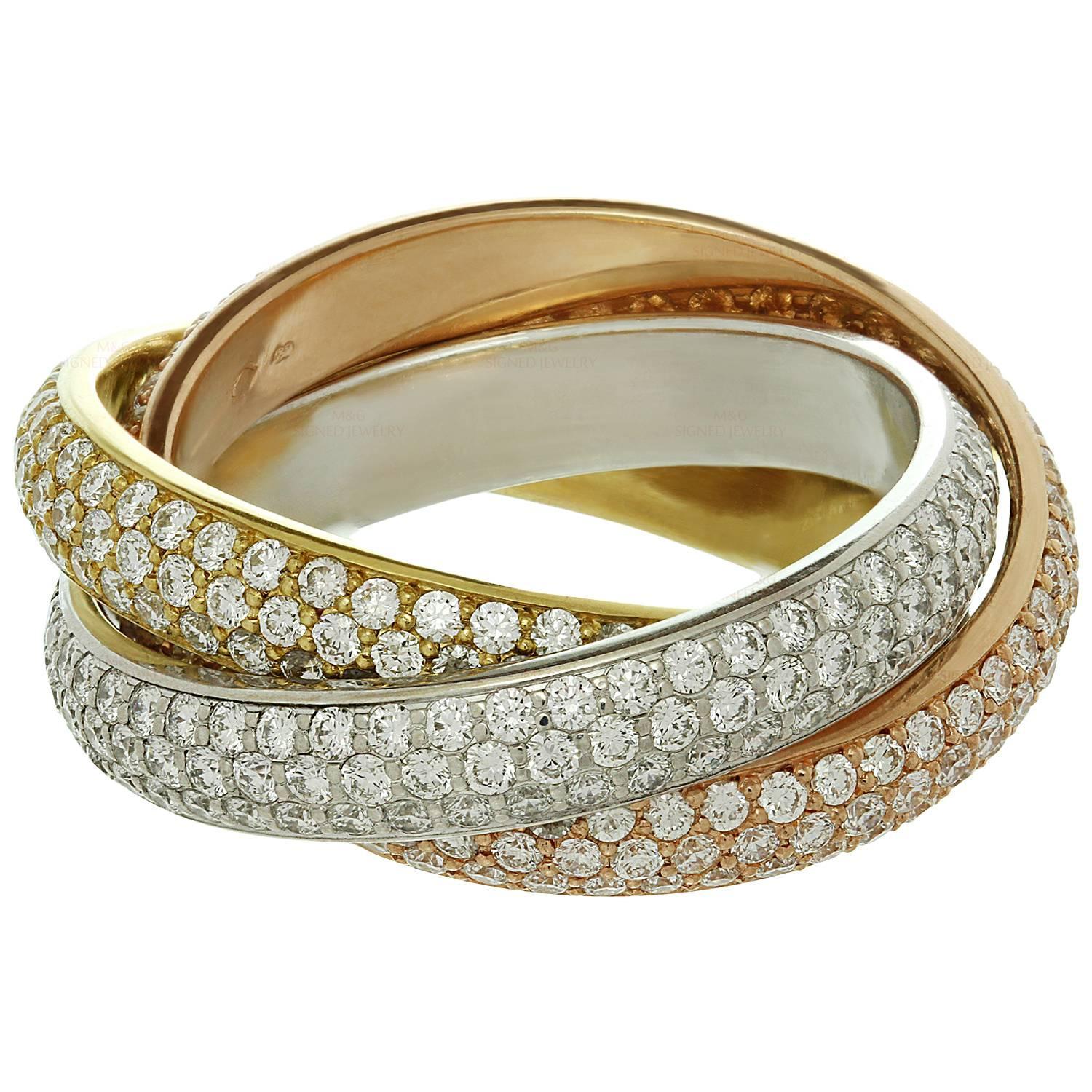 cartier three band ring diamonds