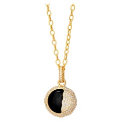 Syna Yellow Gold Eclipse Pendant with Black Onyx and Diamonds