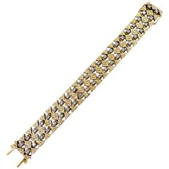 Bold Geometric Gold and Diamond Pyramids Bracelet