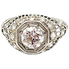 1926 Art Deco Diamond Platinum Engagement Ring 11