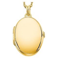 Oval Polished Locket Pendant, 18k Yellow Gold, Two Pictures