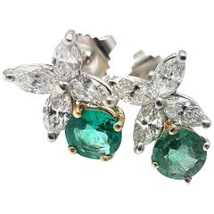 Tiffany & Co. Victoria Emerald Diamond Platinum Gold Earrings