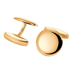 Boutons de manchette ronds en forme de dôme en or rose 18 carats, hautement poli, diamètre 17,6 mm