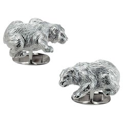 Gemelos Victor Mayer Hallmark Oso Animal Plata de ley 925 18 mm x 27 mm