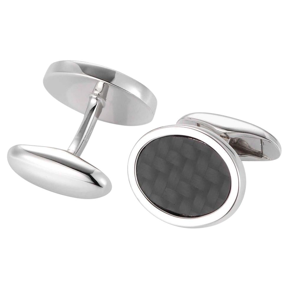 Hallmark Ovale Manschettenknöpfe aus Silber, 14 mm x 18 mm