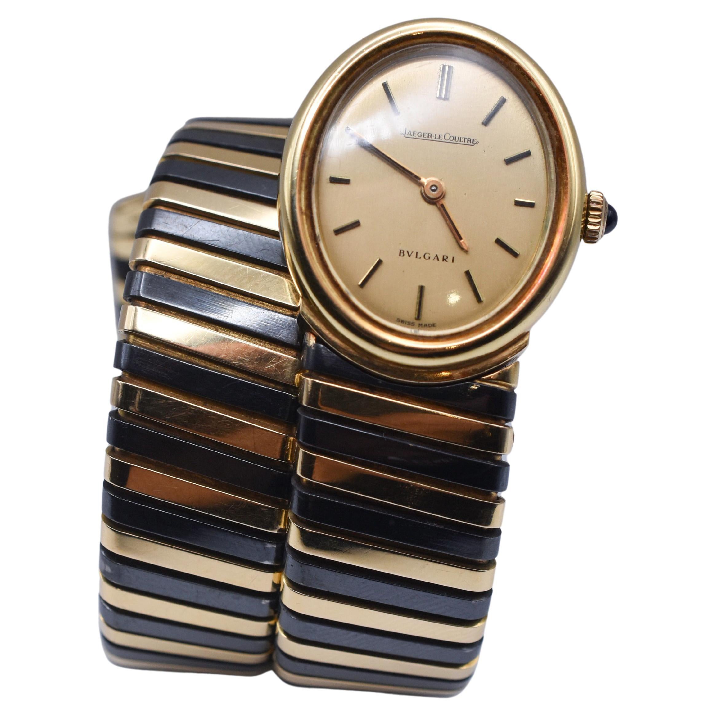 Bulgari Tubogas Yellow & Blackened Gold Watch For Sale