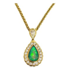 Mark Areias Jewelers Handmade Natural Ethiopian Opal & Diamond Pendant 18KY