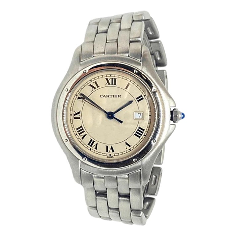 Pre-Owned Cartier Cougar Watch All Stainless Steel Quartz, Date