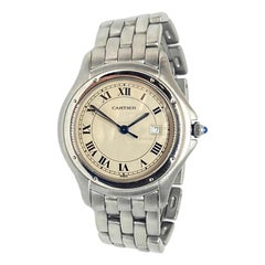 Used Pre-Owned Cartier Cougar Watch All Stainless Steel Quartz, Date