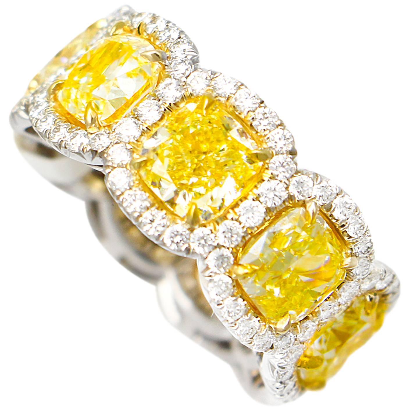 Fancy Yellow Diamond Eternity Band For Sale at 1stdibs