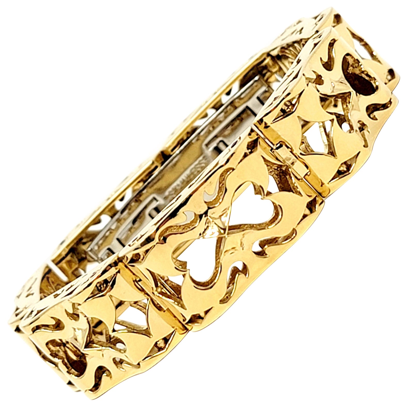LUZ by Houman Custom 18 Karat Yellow Gold Chunky Link Bracelet with Rubies For Sale