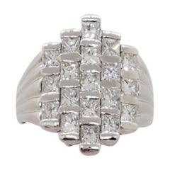 White Diamond Square Fashion Ring in Platinum