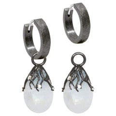 Rooted Moonstone Silver Earring Charms