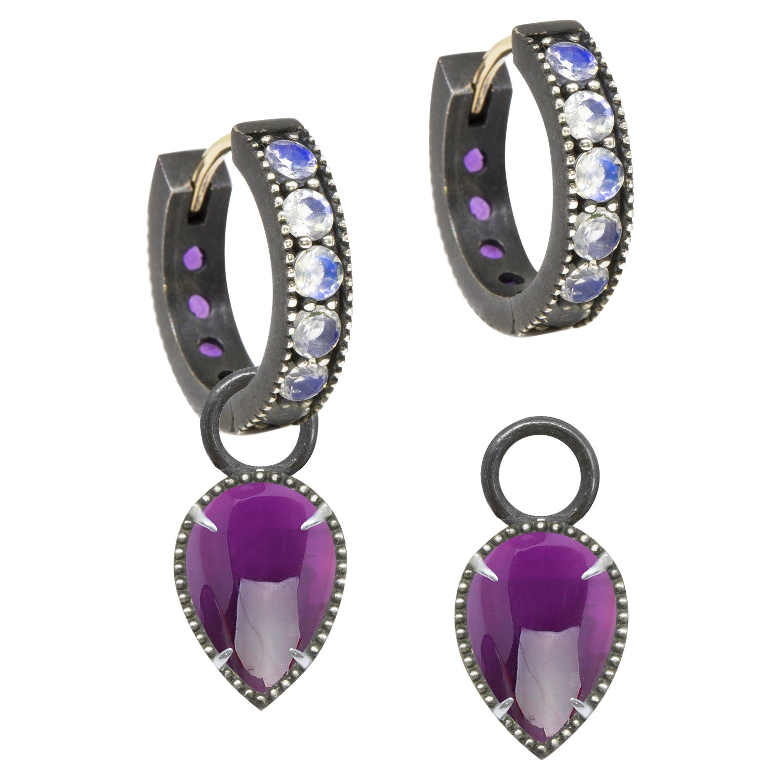 Vintage Lace Lapis Silver Earring Charms For Sale at 1stDibs