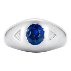 Antique Oscar Heyman 1.72 Carat Sapphire & Diamond Gent's Ring