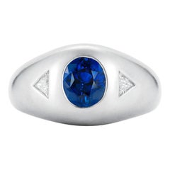 Anillo de caballero Oscar Heyman de zafiro y diamantes de 1,72 quilates