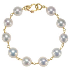Faye Kim 18k Gold White Freshwater Pearl Link Bracelet