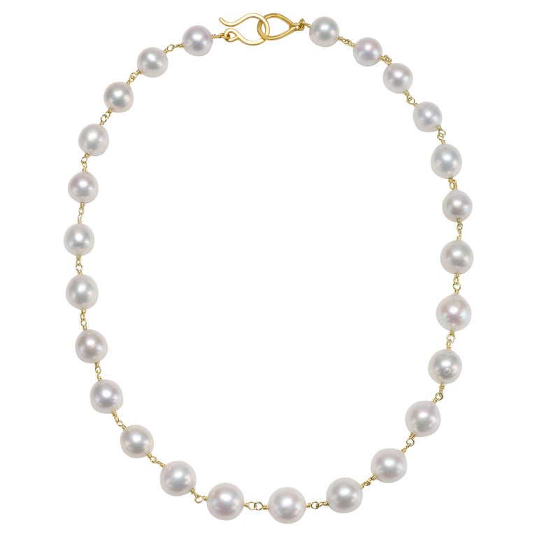 Faye Kim 18k Gold White Freshwater Pearl Hand-Wrapped Chain at 1stDibs
