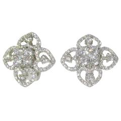 diamond gold heart and clover motif earrings