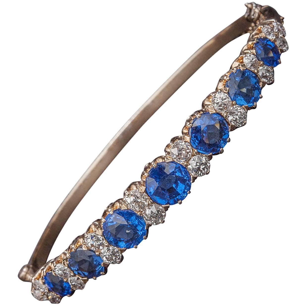 1900s Diamond and Synthetic Blue-Stone Bracelet For Sale