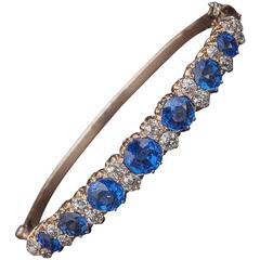 Antique 1900s Diamond and Synthetic Blue-Stone Bracelet