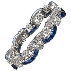 Sapphire Diamond Platinum Bracelet